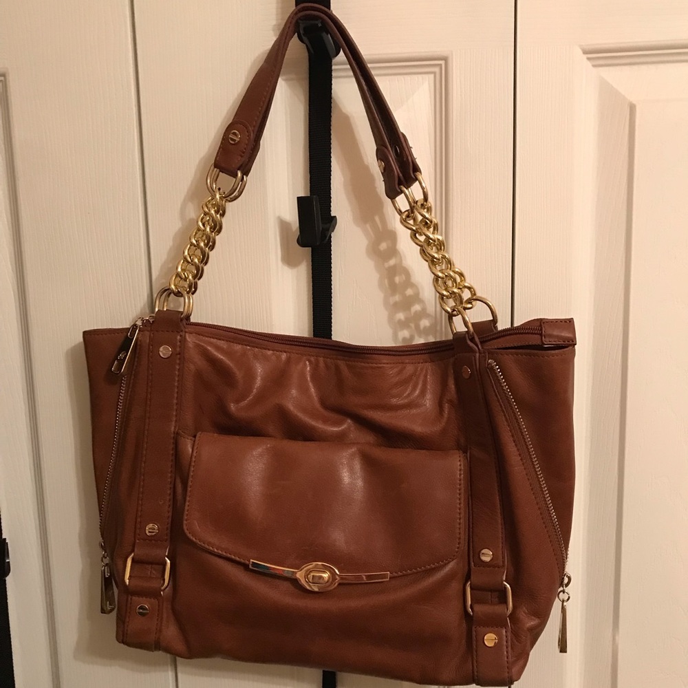 Grace Adele brown leather bag and clutch